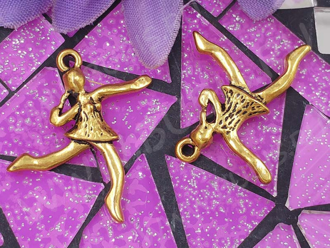 Подвеска Танцовщица 01 3D 21*17*2,5мм античное золото (литьё)