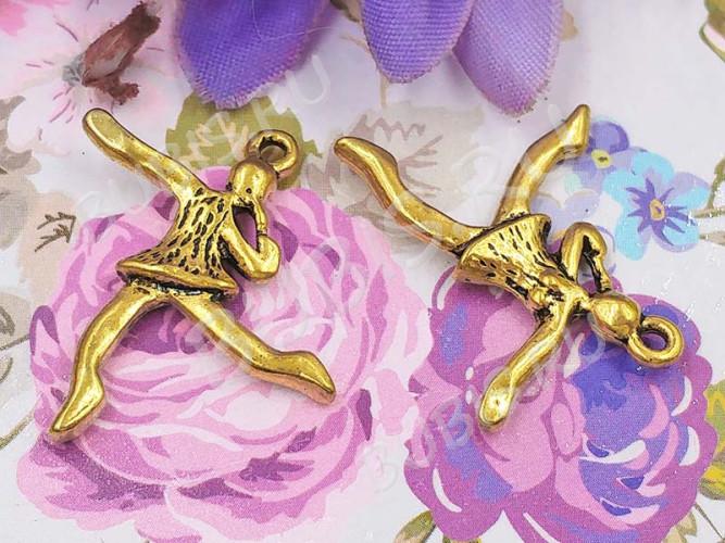 Подвеска Танцовщица 01 3D 21*17*2,5мм античное золото (литьё)