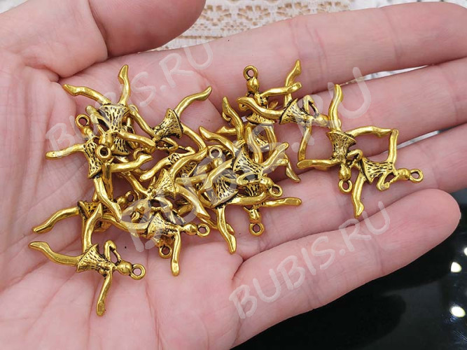 Подвеска Танцовщица 01 3D 21*17*2,5мм античное золото (литьё)