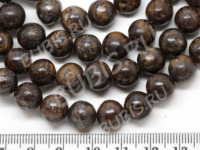 (ОПТ) Бусина округлая 10мм Бронзит (камни) (НИТЬ)