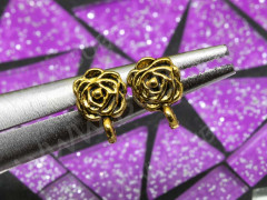 Пуссеты (&quot;гвоздики&quot;) №092 Розочка 10,5*17,5*15мм античное золото (литьё) (1 пара)