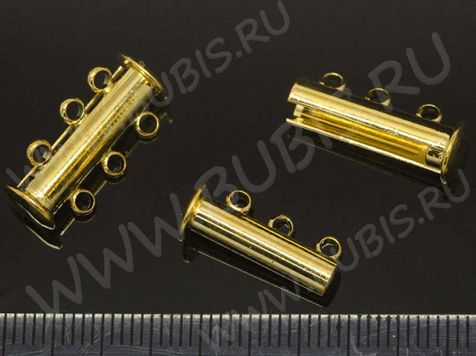 Магнитный замочек №21 слайдер, лифт на 3 нити 20*10*7мм золотистый (Brass)