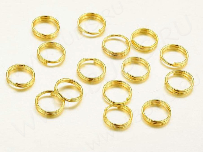 (СКИДКИ!!!) Колечки двойной крутки 7мм золотистые (Iron) (50шт)