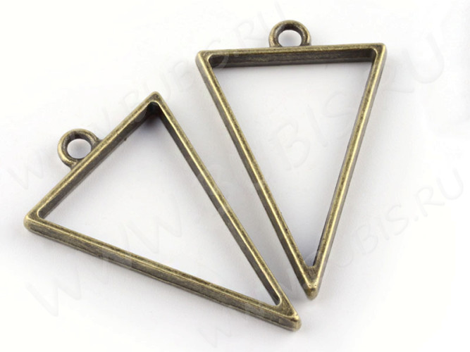 Подвеска Рамка 10 Треугольник 39*25*3,5мм античная бронза (литьё)