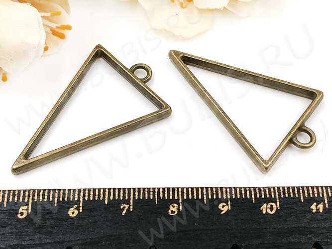 Подвеска Рамка 10 Треугольник 39*25*3,5мм античная бронза (литьё)