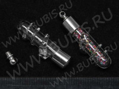 Бутылочка 35 фигурная с винтовой петлёй Змея 0,3мл 26,5*9,5*8,5мм прозрачная (стекло)