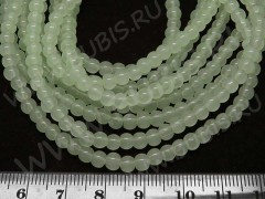 (ОПТ) Бусина округлая 4,5*4мм Жадеит БЛ.св.зелёный (камни) (НИТЬ)