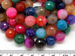(ОПТ) Бусина округлая ГРАНЁНАЯ 10мм Агат кракле и не кракле яркий МИКС (камни) (НИТЬ)