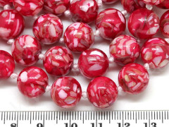 (ОПТ) Бусина округлая Мозаика 07 с перламутром 12мм малиновая (камни) (НИТЬ)