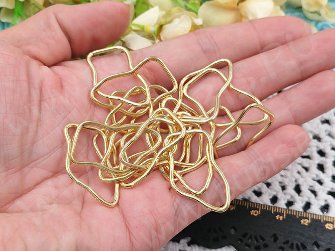 Кольцо декоративное 27 Лужа облако 33*20*1,3мм светлое золото (LUX Китай) (сплав)