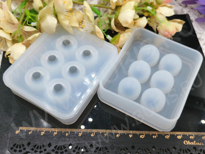 Молд 120 для эпоксидной смолы 81*70*18мм Шары (сферы) 16мм (силикон)