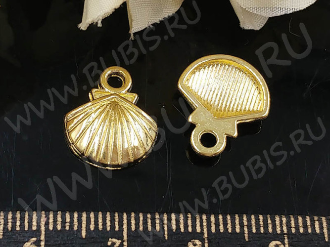 (СКИДКИ!!!) Подвеска Раковина 13 15*12,5*2,5мм золотистая (литьё) (10шт.)