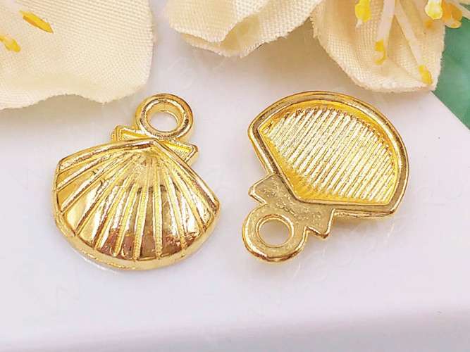 (СКИДКИ!!!) Подвеска Раковина 13 15*12,5*2,5мм золотистая (литьё) (10шт.)