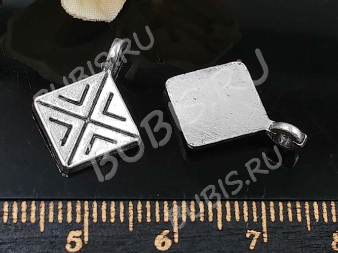 Подвеска Ромб 02 Бейл клеевой 17,8*13,2*1,2мм античное серебро (литьё)