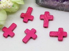 Бусина каменная Крестик 05 Говлит 15,5*12*3,5мм фуксия (камни)