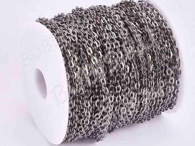 Цепочка I069 с плоским звеном 5*3мм чёрный никель (Iron) (50см)