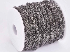 Цепочка I069 с плоским звеном 5*3мм чёрный никель (Iron) (50см)