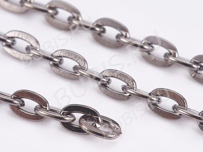 Цепочка I069 с плоским звеном 5*3мм чёрный никель (Iron) (50см)
