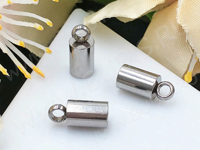 (СКИДКИ!!!) Концевик 118 10*5*5мм для шнура до 4мм цвет платины (Хирургическая сталь) (10шт)