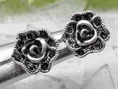 Пуссеты (&quot;гвоздики&quot;) №122 цветочек 15*12*11,5мм античное серебро (литьё) (1 пара)