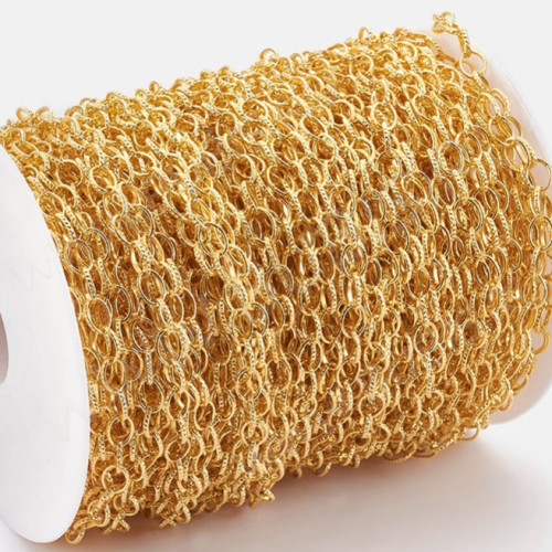 Цепочка I126 с узором звено 8*6мм золотистая (Iron) (50см)