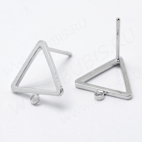 Пуссеты ("гвоздики") №204 Треугольник 12*12*12мм RPP цвет платины (LUX) (Brass) (1 пара)