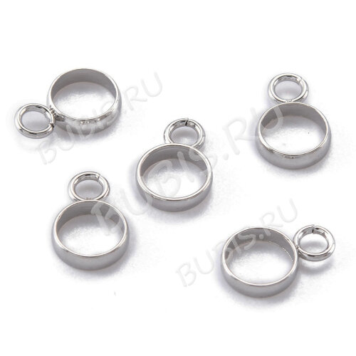 Бусина с петлёй 116 Бейл простой круг 8*5,5*1,5мм цвет платины (Хирургическая сталь)