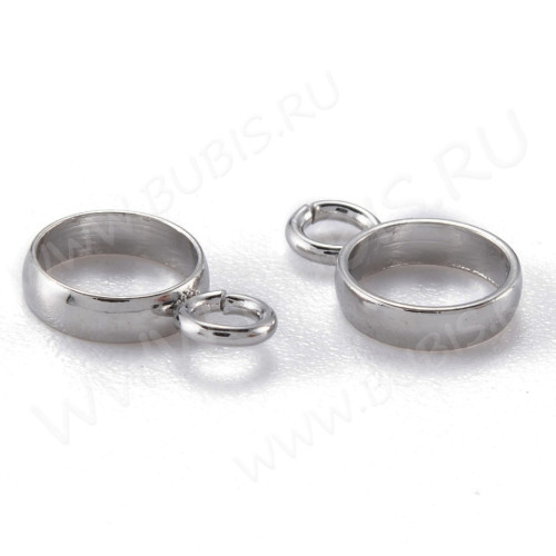 Бусина с петлёй 116 Бейл простой круг 8*5,5*1,5мм цвет платины (Хирургическая сталь)