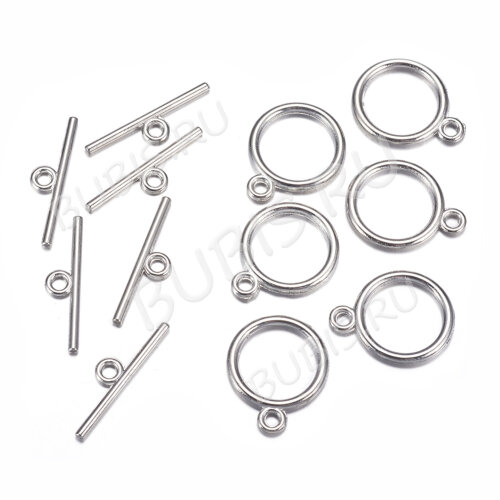 141 Тоггл Округлый тонкий 18*14мм и 21*5мм цвет платины (литьё)