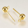 Пуссеты ("гвоздики") №211-G с шариком 5мм и петелькой 16*8*0,7мм Real Gold Plated 18K золотистые (Хирургическая сталь) (1 пара) Купить Пуссеты ("гвоздики") №211-G с шариком 5мм и петелькой 16*8*0,7мм Real Gold Plated 18K золотистые (Хирургическая сталь) (1 пара) с доставкой по России