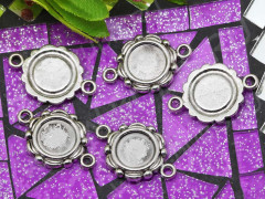 134 Коннектор-сеттинг (сеттинг 10мм) Круг 23,5*15,5*1,8мм античное серебро (литьё)