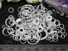 (СКИДКИ!!!) МИКС колечек 11 двойные и одинарные микс 4-18мм серебристые (Iron) (50гр)