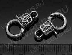 Замочек карабин №015 18*10*5мм античное серебро (литьё)