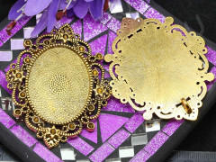 Подвеска-сеттинг Овал 44 (сеттинг 40*30мм) 67*52,5*2,5мм античное золото (литьё)