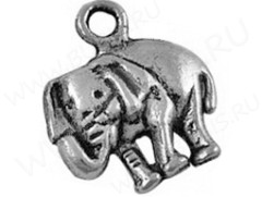 Подвеска акриловая Слоник 01 15,5*13*3мм античное серебро непрозрачный (акрил)