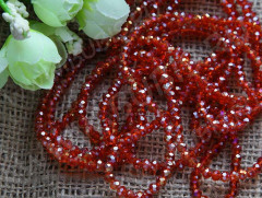 (СКИДКИ!!!) Бусина кристалл гранёный абакус 4,3*4*3,5мм св.красный с АВ прозрачный (имитация Сваровски) (100шт.)