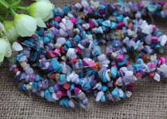 Крошка (галтовка) каменная 036 5-9мм Микс №03 яркий непрозрачно-полупрозрачный (камни) (нить без замка прим.46см)