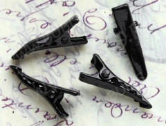 Основа (заготовка) для заколки №24 &quot;крокодильчик&quot; с зубчиками 25*5,8мм чёрная (Iron)