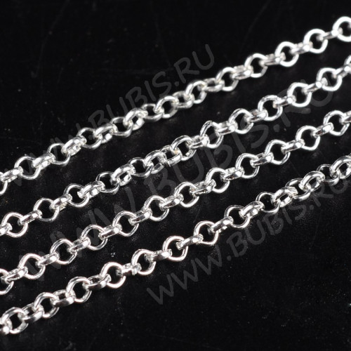 Цепочка I035 "Rolo" округлое звено 2*2мм цвет платины (Iron)(50см)