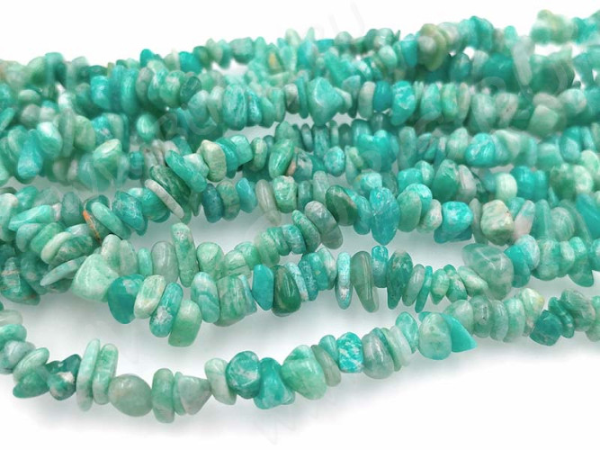 Крошка (галтовка) каменная 188 5-9мм Амазонит полосатый натуральный (камни) (нить 43-45см)
