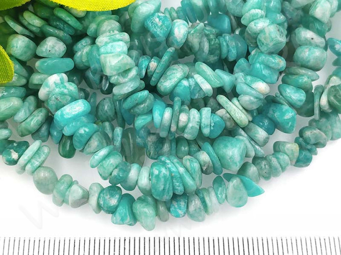 Крошка (галтовка) каменная 188 5-9мм Амазонит полосатый натуральный (камни) (нить 43-45см)