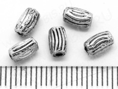 (ОПТ) Трубочка 22 с полосками 6*3,5*3,5мм античное серебро (литьё) (100шт.)