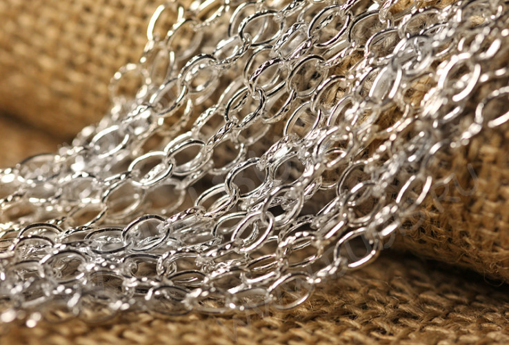 Цепочка I001 с узором звено 7*4,5мм серебристая (Iron) (50см)