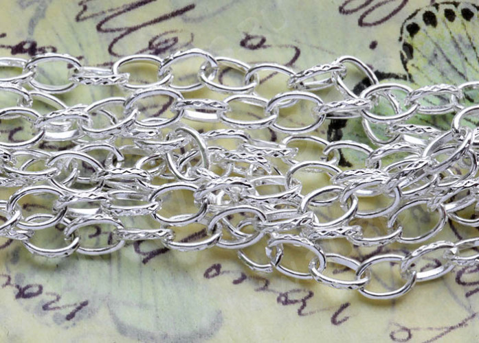 Цепочка I001 с узором звено 7*4,5мм серебристая (Iron) (50см)