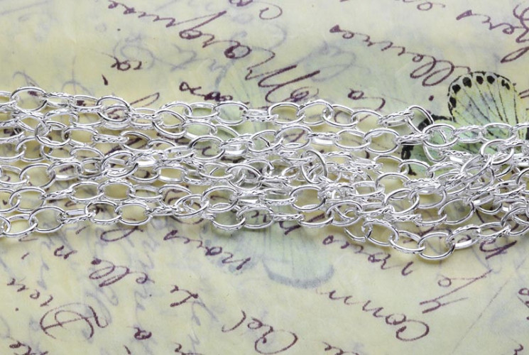 Цепочка I001 с узором звено 7*4,5мм серебристая (Iron) (50см)