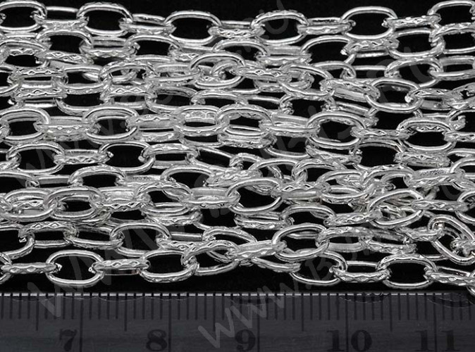 Цепочка I001 с узором звено 7*4,5мм серебристая (Iron) (50см)