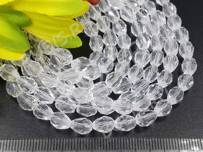 Бусина Капля гранёная 7,5*6*6мм чистая прозрачная (имитация Сваровски) (10шт.)