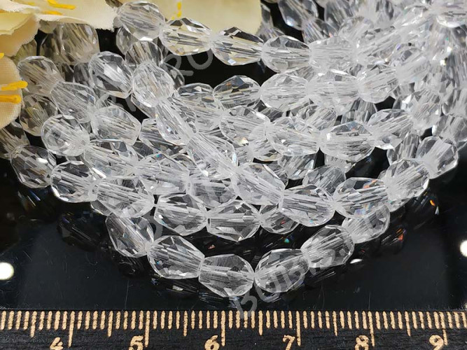 Бусина Капля гранёная 7,5*6*6мм чистая прозрачная (имитация Сваровски) (10шт.)