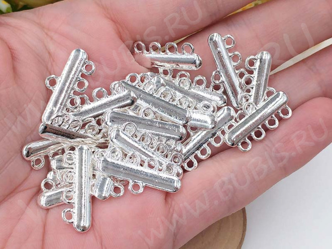 312 Коннектор классика на 4 нити 22,5*10,5*2мм серебристый (литьё)