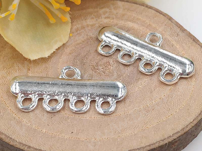 312 Коннектор классика на 4 нити 22,5*10,5*2мм серебристый (литьё)